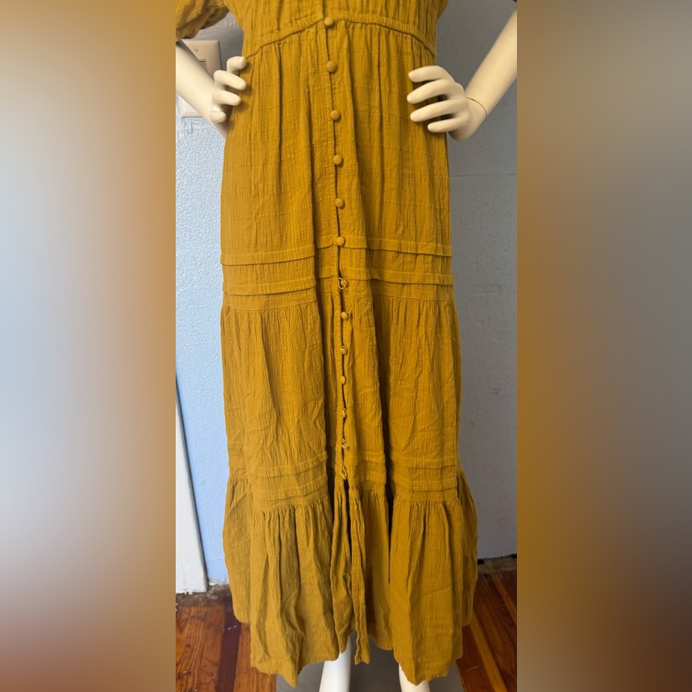 Lucky Brand Mustard Button-Front Maxi Dress - Picture 5 of 9